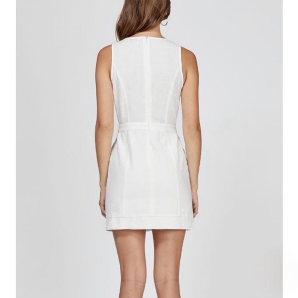 {Greylin} Tank Top V-Neck Front Button Cotton Linen A-Line Shift Mini Dress - Picture 2 of 6